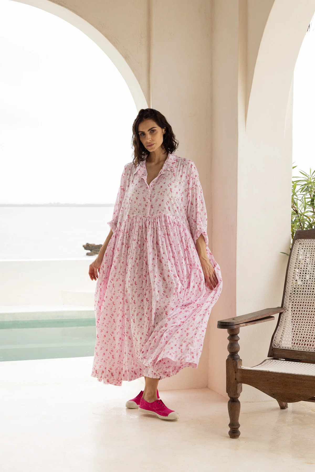 Meg By Design Edith Dress Cotton Voile - Pink Floral