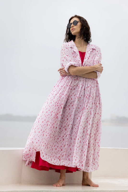 Meg By Design Edith Dress Cotton Voile - Pink Floral