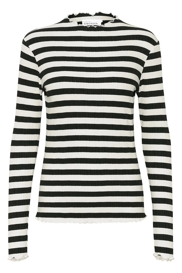 Karen By Simonsen CandaceKB Big Stripe LS Tee - Egret/Meteorite Stripe