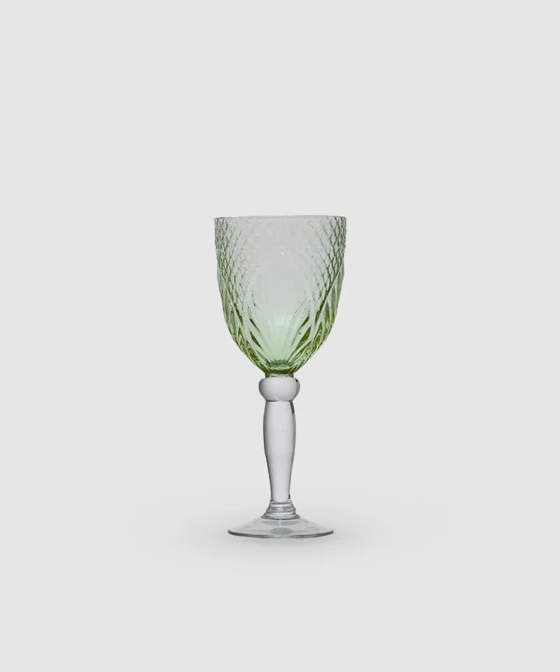 French Country Vintage Green Goblet Set of 4