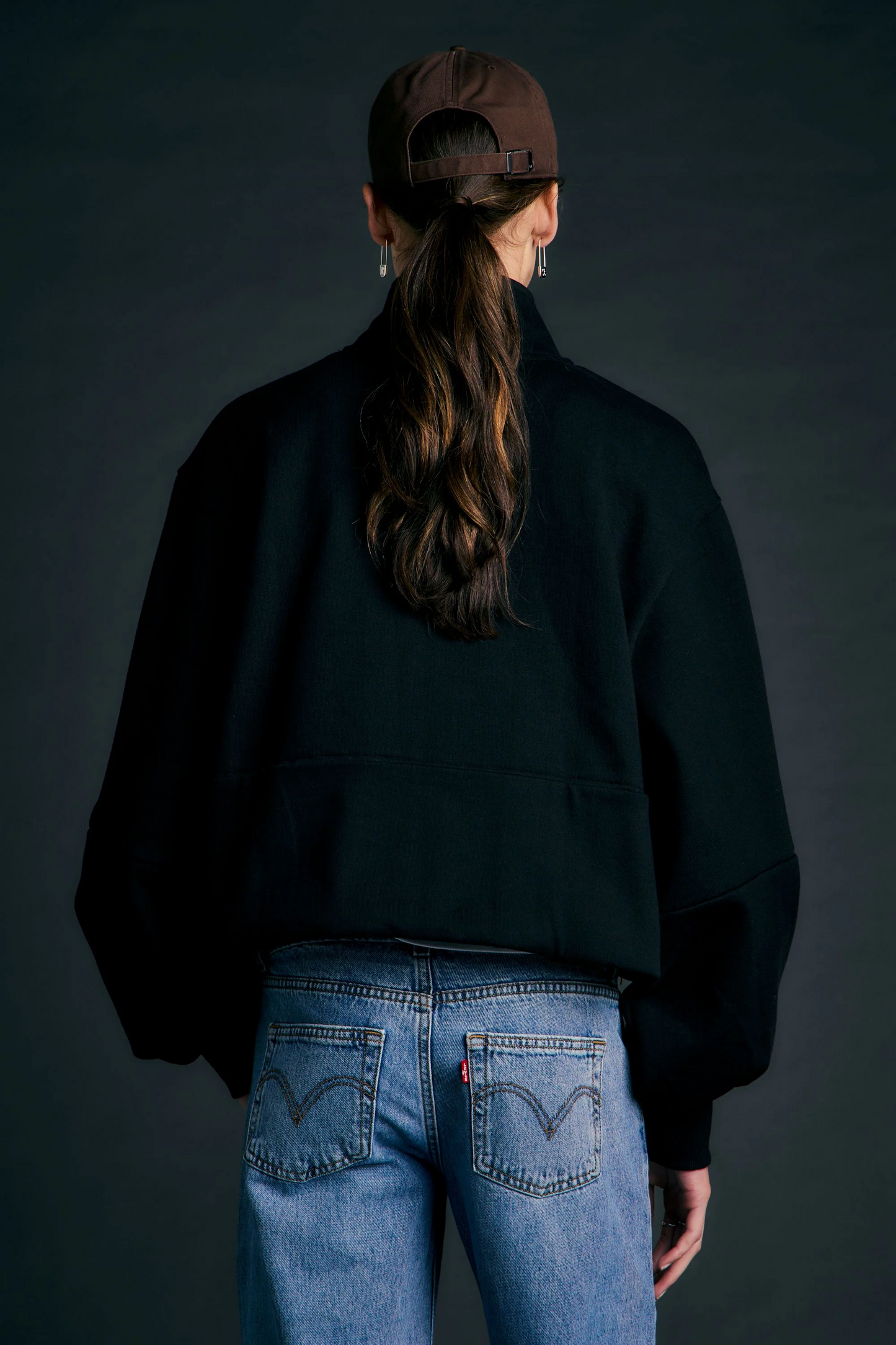 Karen Walker Runaway Zip Front Sweatshirt - Black