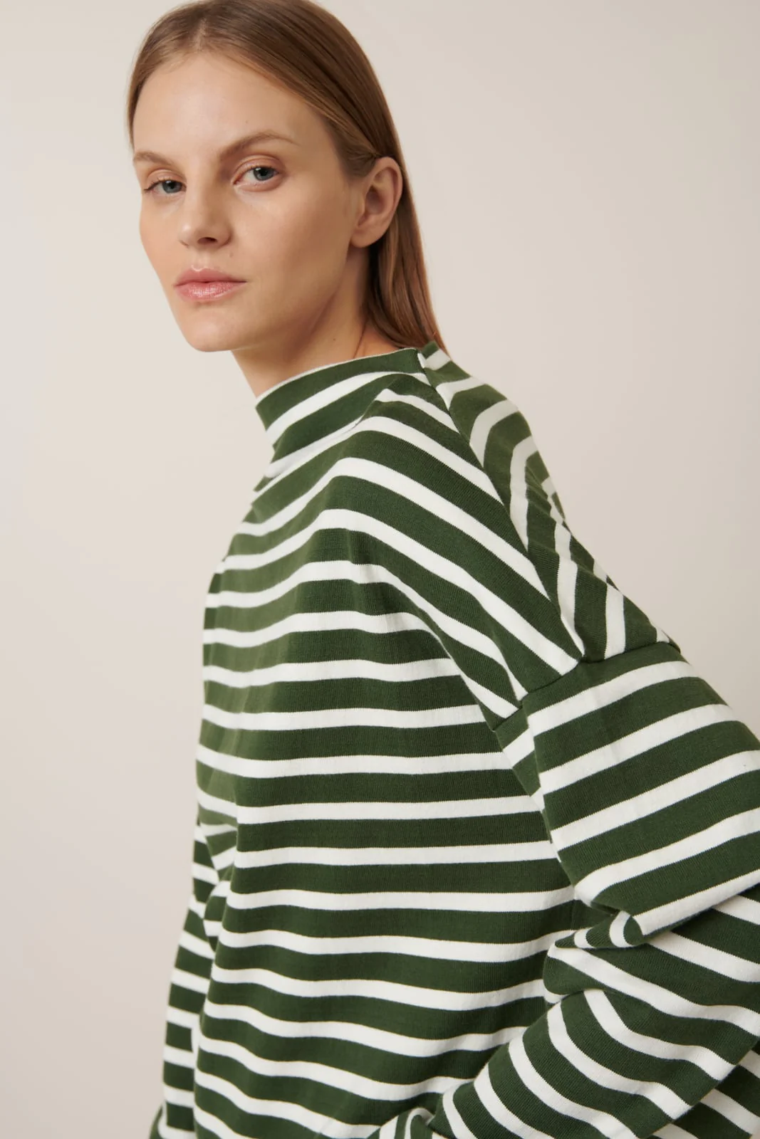 Kowtow Field Top - Green Lily Stripe