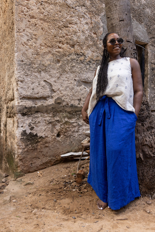 Meg By Design Harriet Trousers Linen - Cobalt