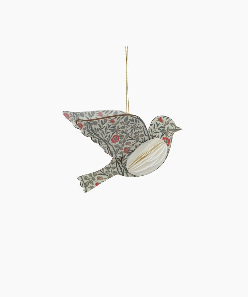 French Country Vintage Pattern Hanging Bird - Cream