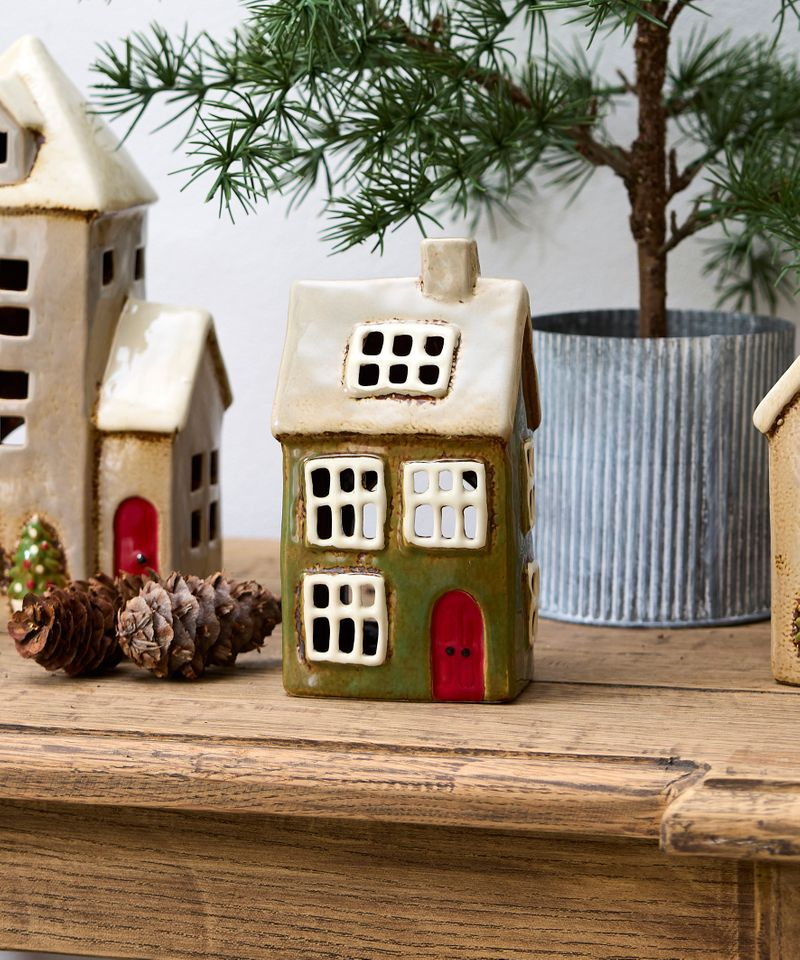 French Country Alsace Tealight House Christmas Green