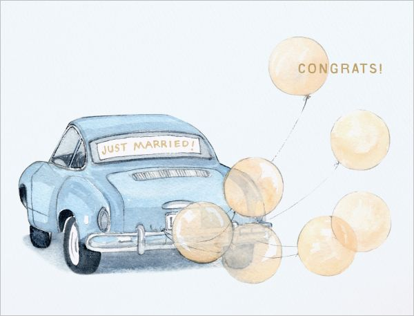 Vevoke Foil Card - Vintage Car Wedding
