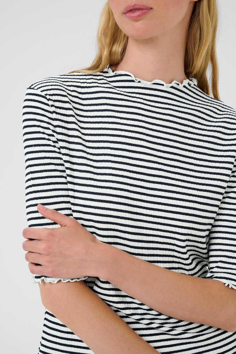 Karen By Simonsen Candace Stripe SS Tee - Egret/Night Sky