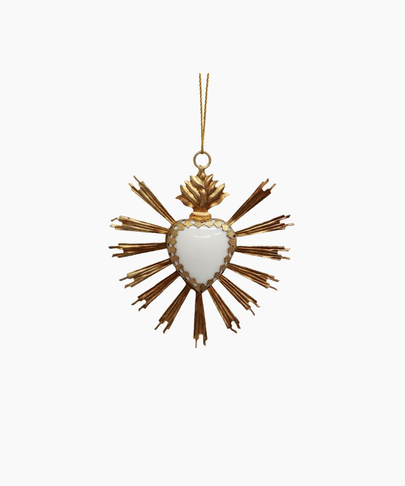 French Country Hanging Burst Heart with Stone