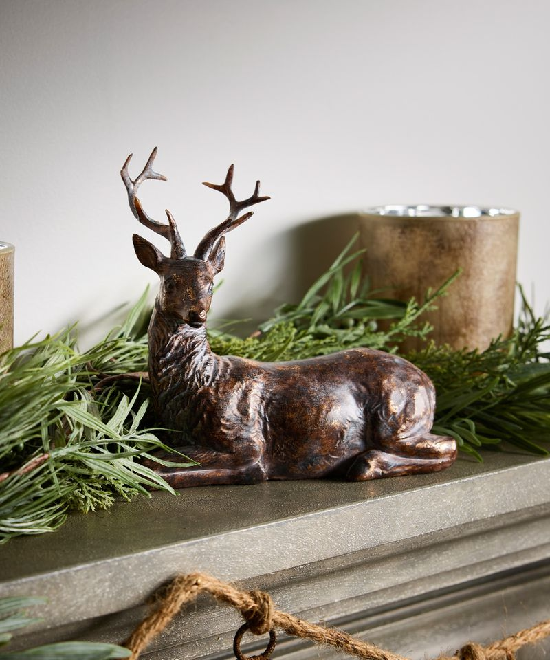French Country Sentinel Small Lying Down Reindeer Right Side