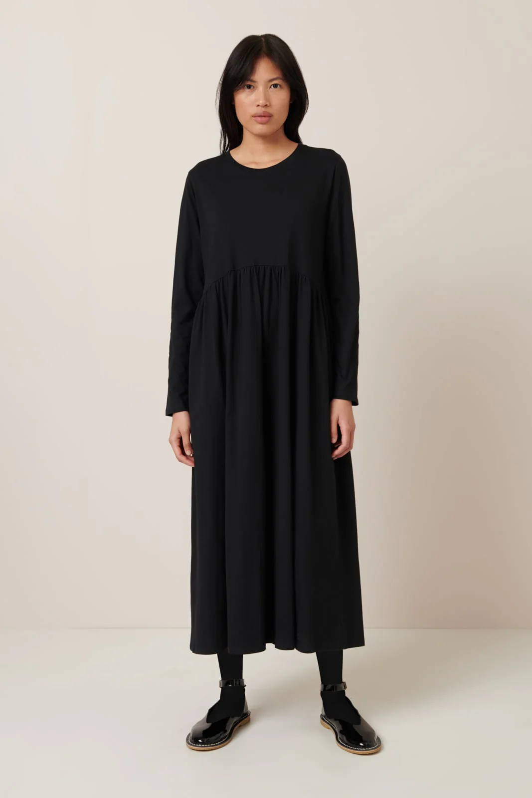 Kowtow Long Sleeve Gather Dress - Black