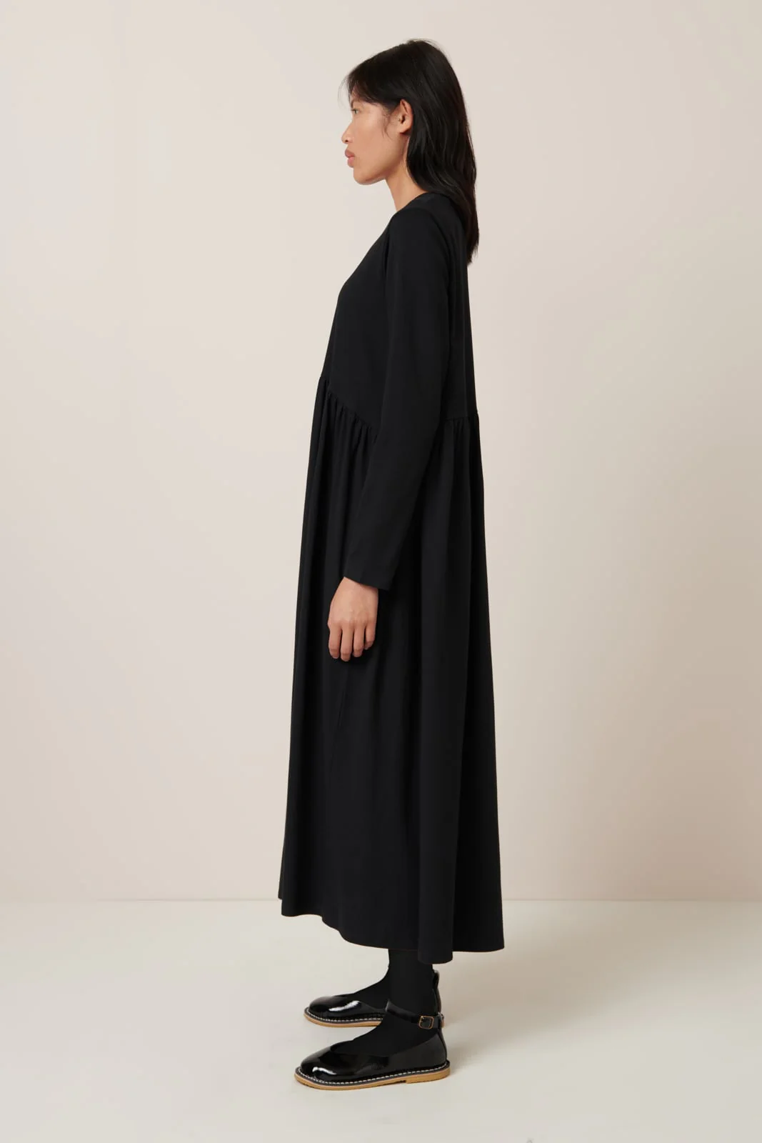 Kowtow Long Sleeve Gather Dress - Black