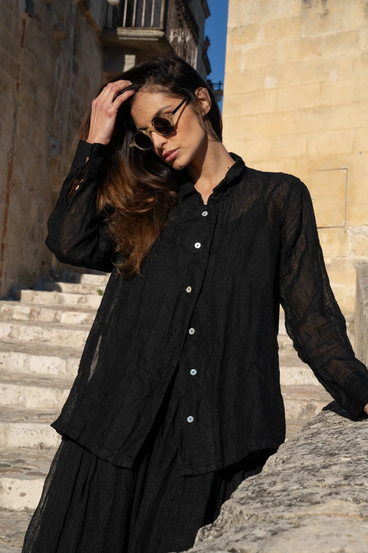 Meg By Design Maeve Linen Shirt - Black