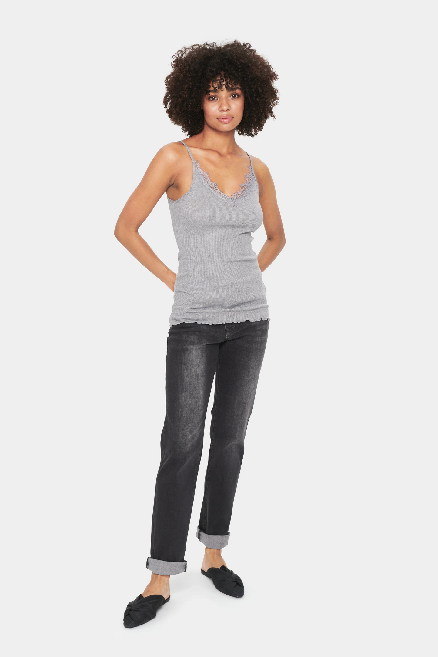 Saint Tropez Maya Strap Top - Mist Grey Melange