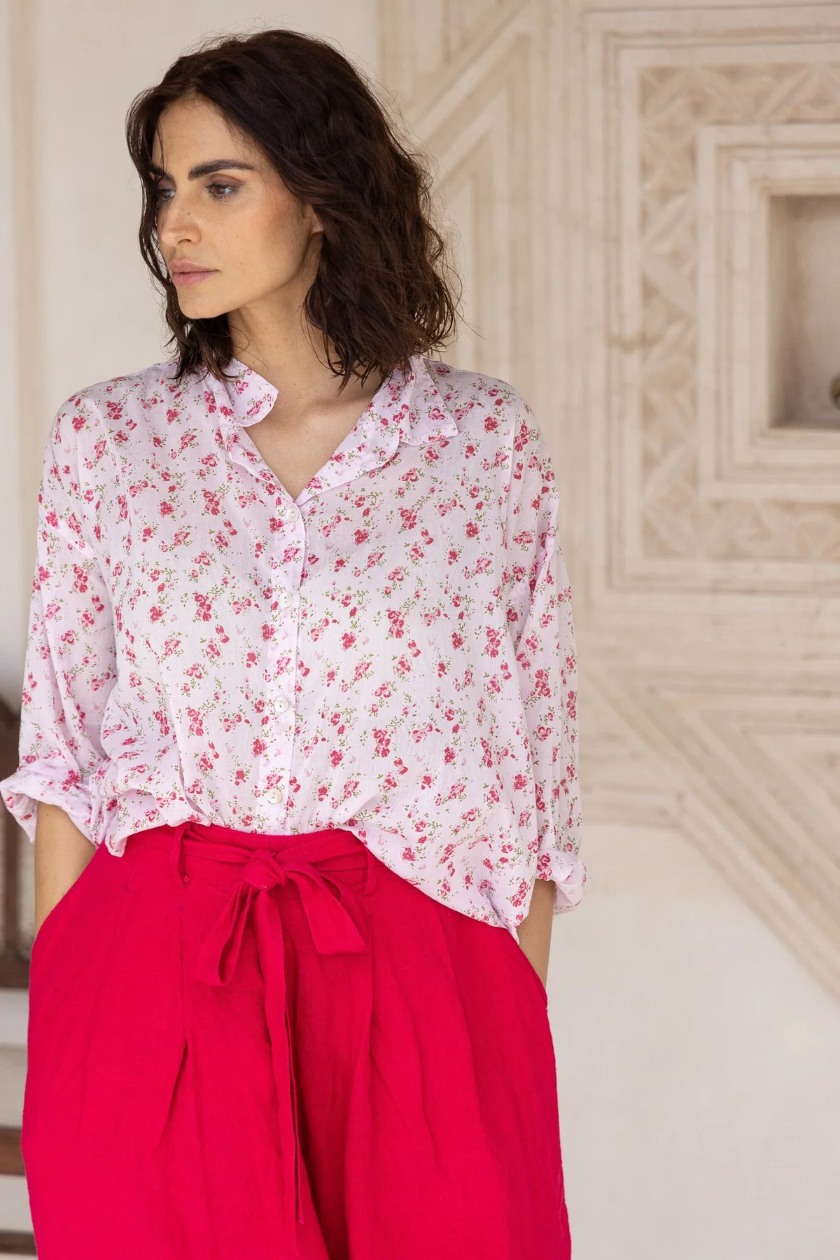 Meg By Design Moyo Shirt Cotton Voile - Pink Floral