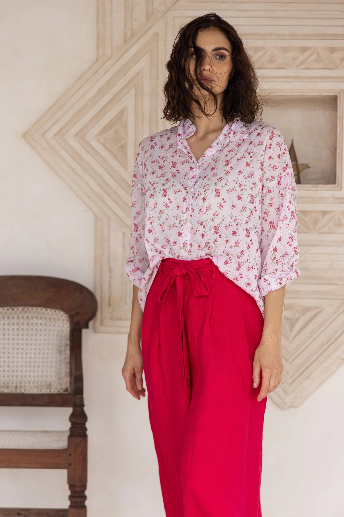 Meg By Design Moyo Shirt Cotton Voile - Pink Floral
