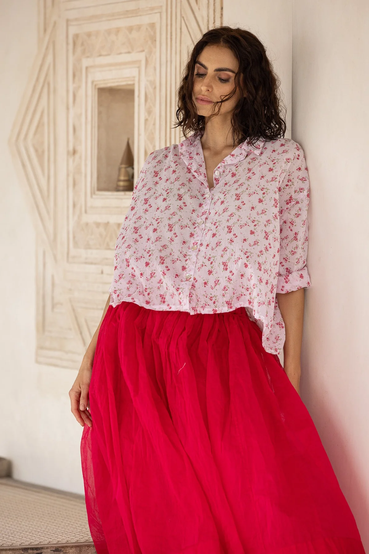 Meg By Design Moyo Shirt Cotton Voile - Pink Floral