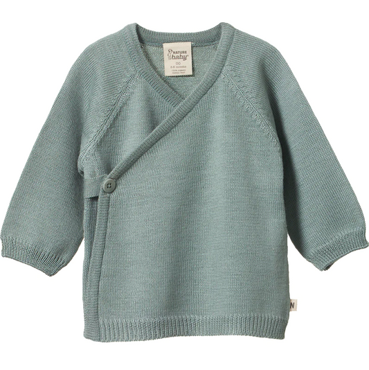 Nature Baby Merino Knit Kimono Jacket - Sage