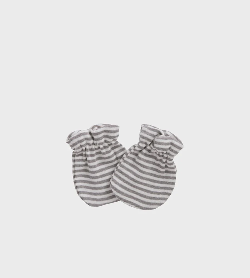 Nature Baby Newborn Mittens - Grey Marl Stripe