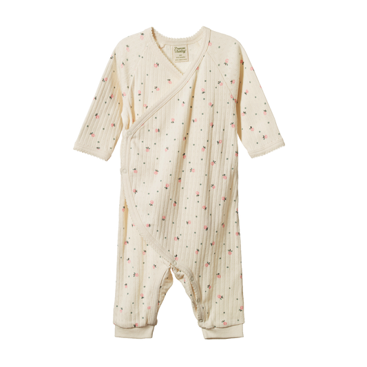 Nature Baby Kimono Stretch & Grow Pointelle - Posey Blossom Print
