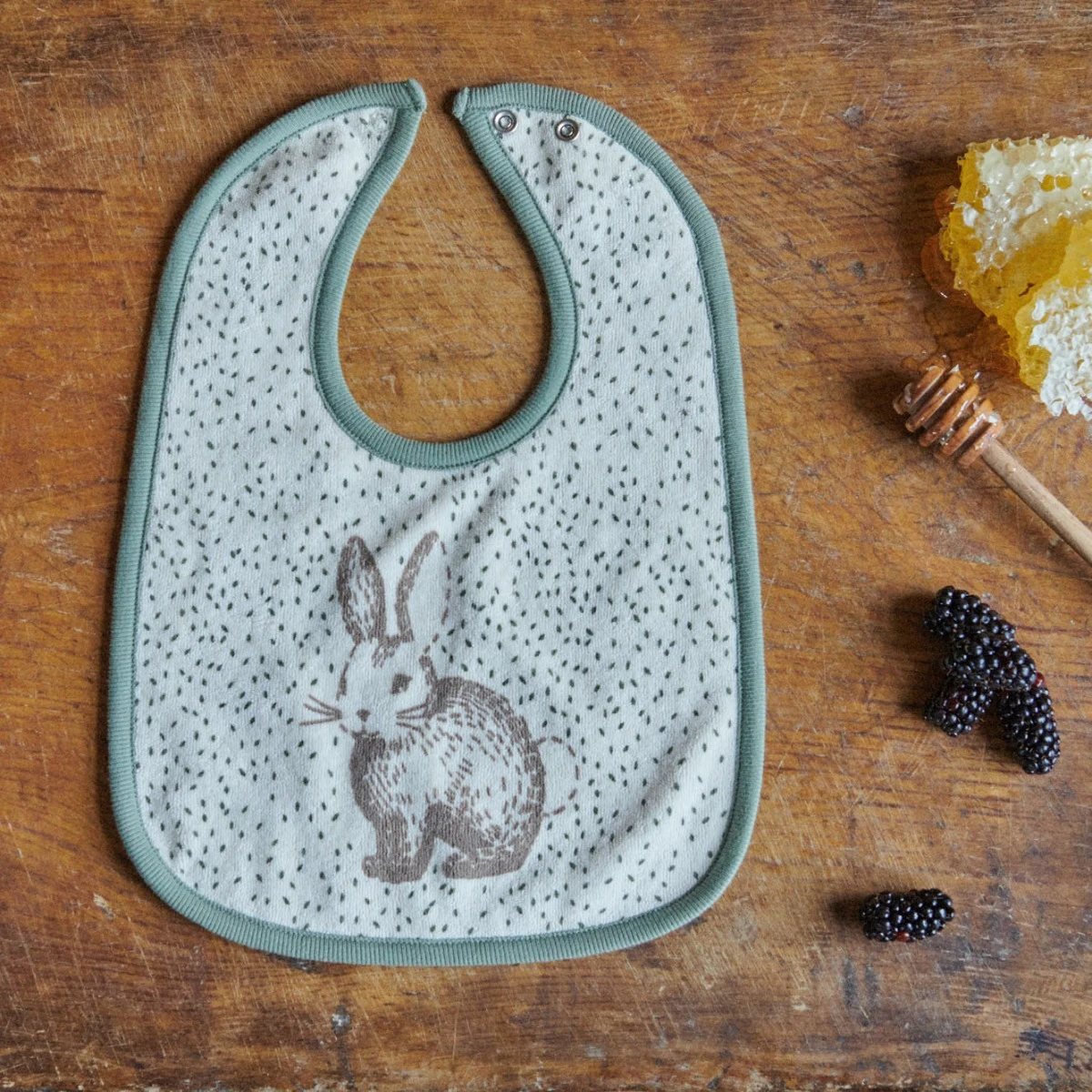 Nature Baby Reversible Bib - Rabbity Print