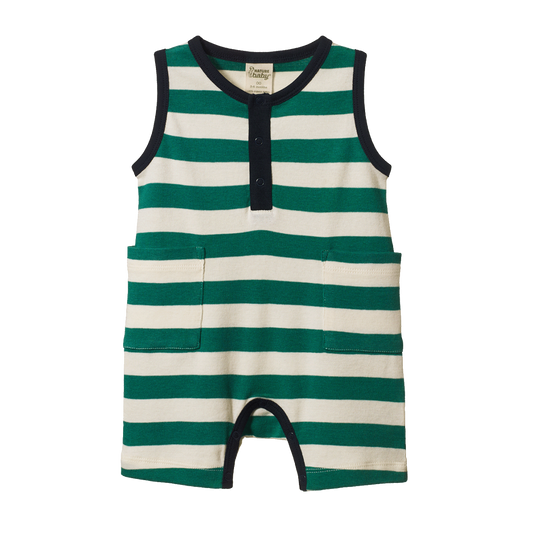 Nature Baby Camper Suit - Peppermint/ Navy Stripe