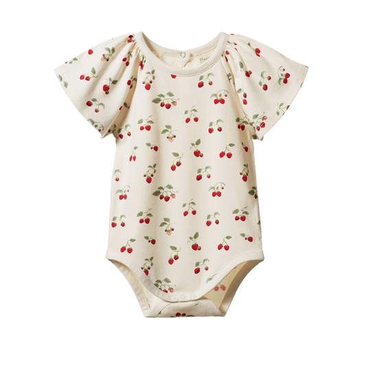 Nature Baby Faye Bodysuit - Strawberry Blush Print