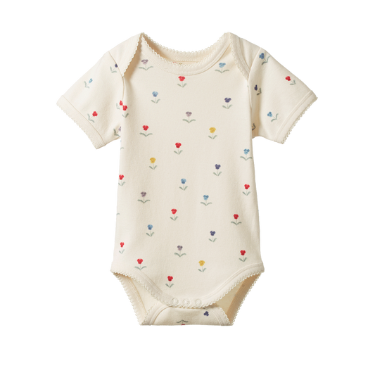 Nature Baby Short Sleeve Bodysuit - Delphine Print