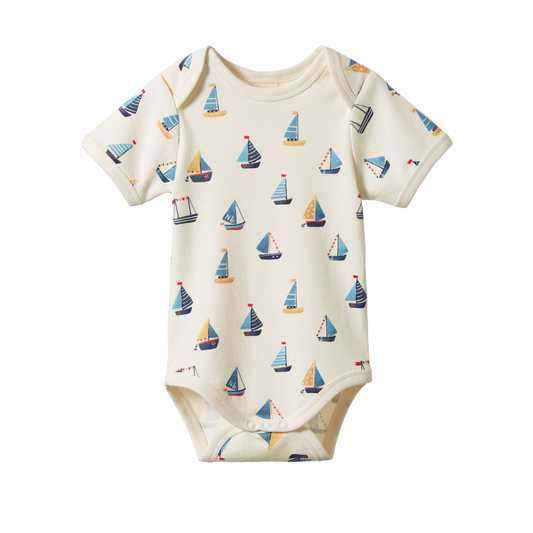 Nature Baby Short Sleeve Bodysuit - Regatta Print