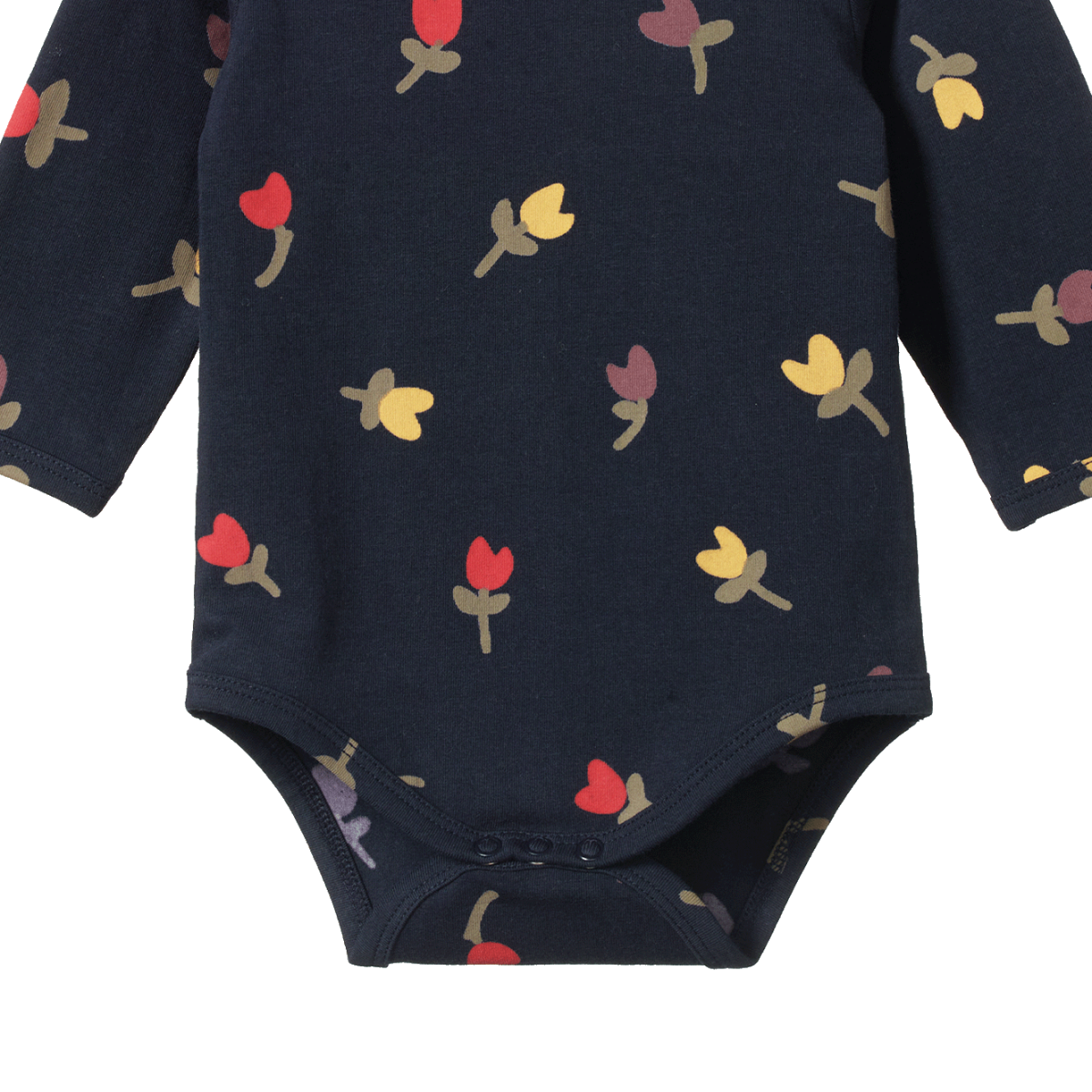 Nature Baby Stretch Jersey Long Sleeve Bodysuit - Navy Tulip