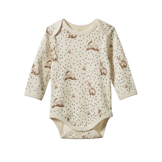 Nature Baby Long Sleeve Bodysuit - Rabbity Print