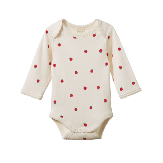 Nature Baby Long Sleeve Bodysuit - Raspberry Print