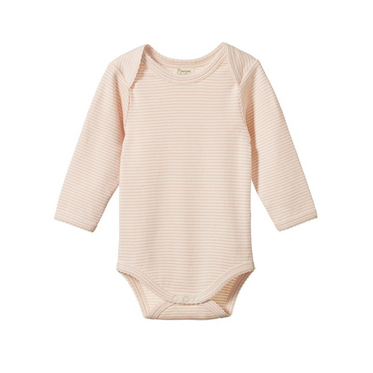 Nature Baby Long Sleeve Bodysuit - Rose Dust Pinstripe