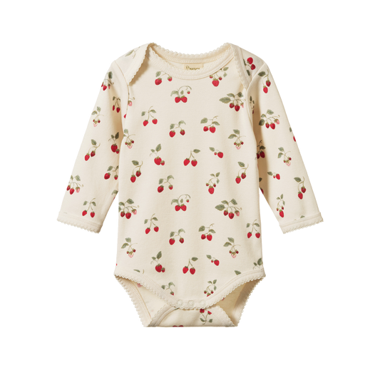 Nature Baby Long Sleeve Bodysuit - Strawberry Blush