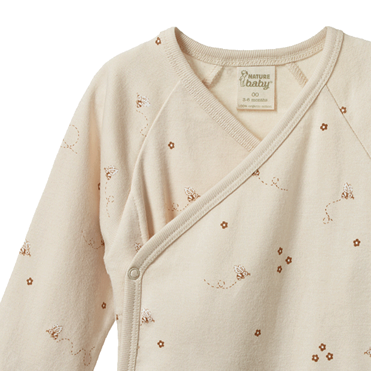 Nature Baby Long Sleeve Kimono Bodysuit - Bumble Bee Print