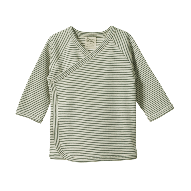 Nature Baby Kimono Jacket - Nettle Pinstripe