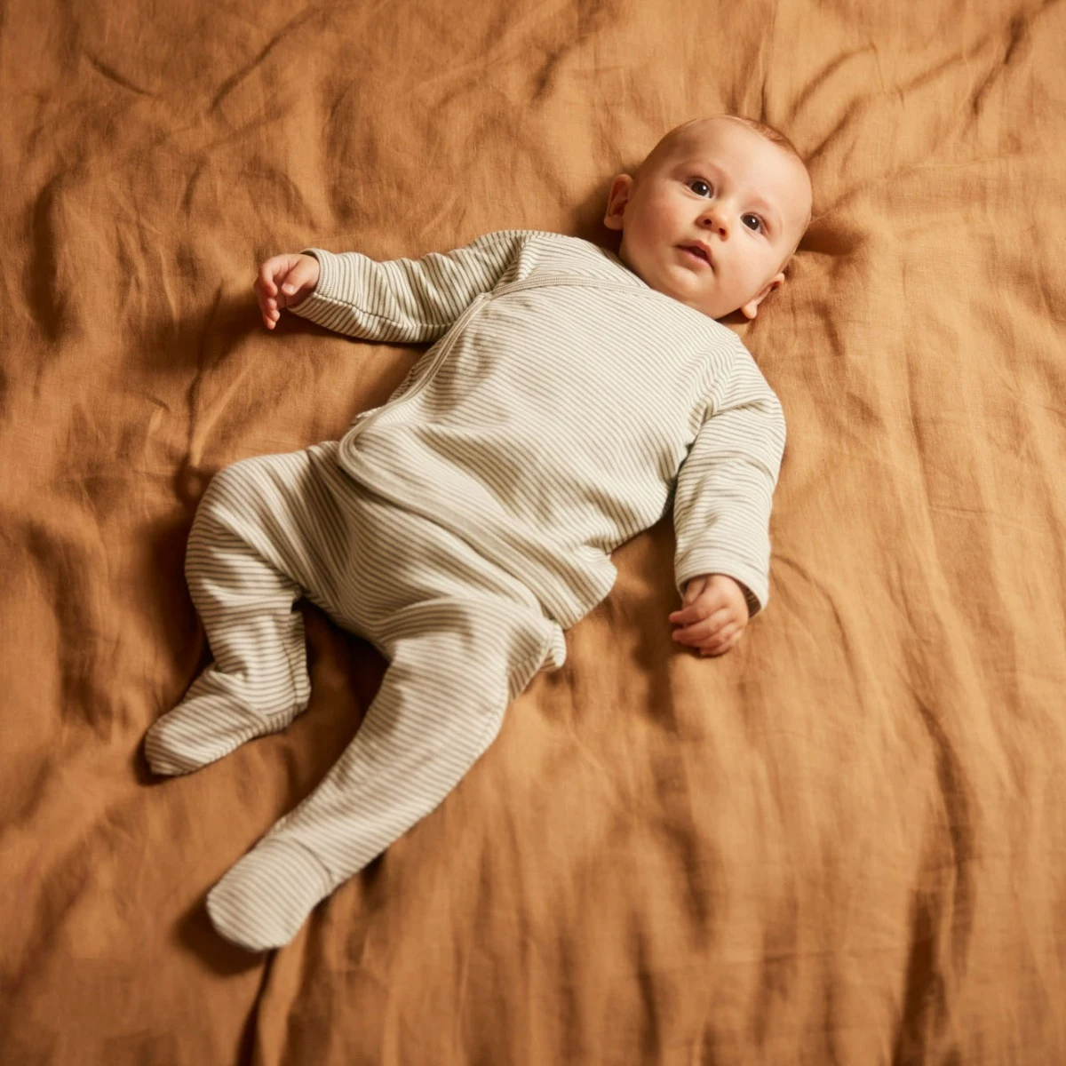Nature Baby Kimono Jacket - Nettle Pinstripe