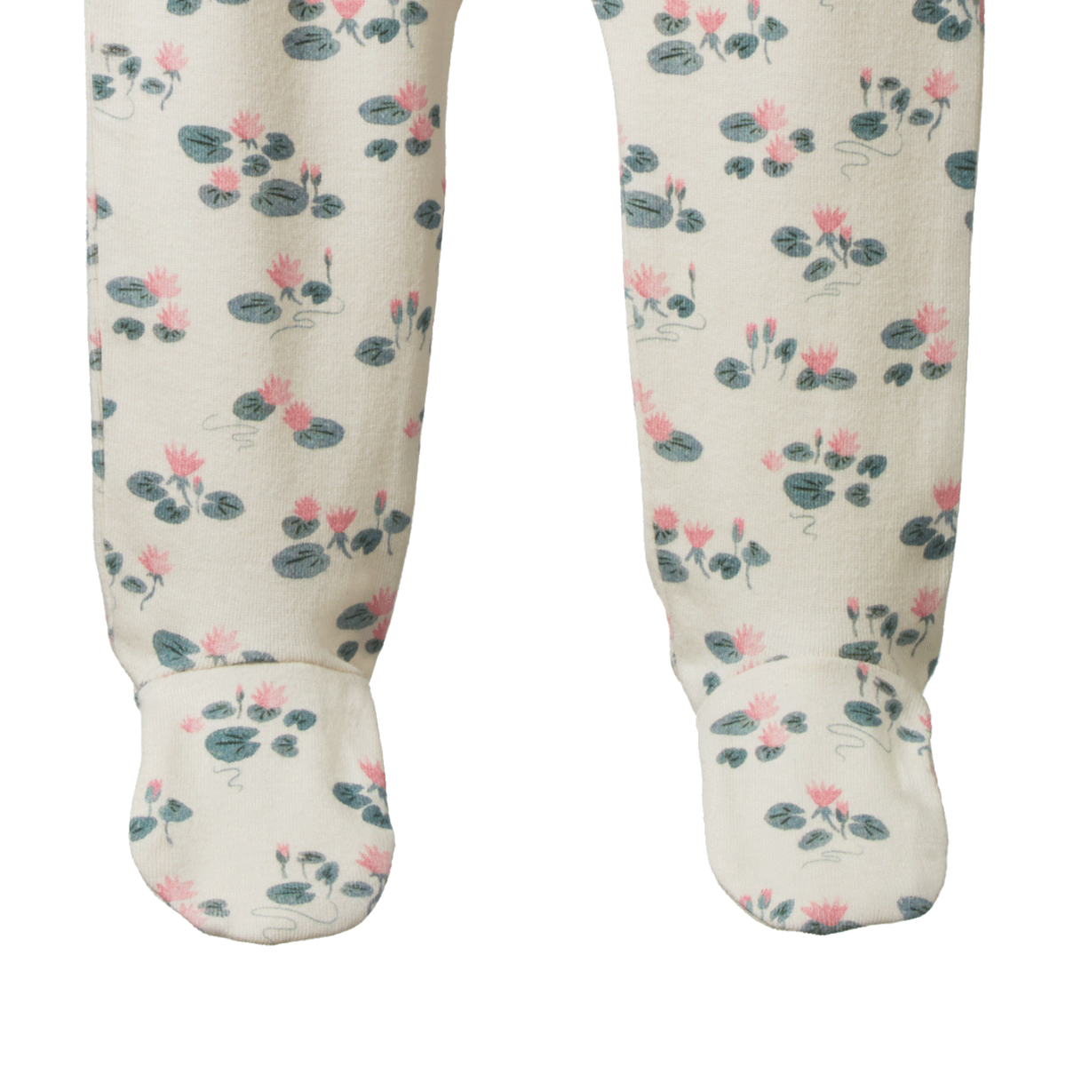 Nature Baby Footed Rompers - Waterlillies Print