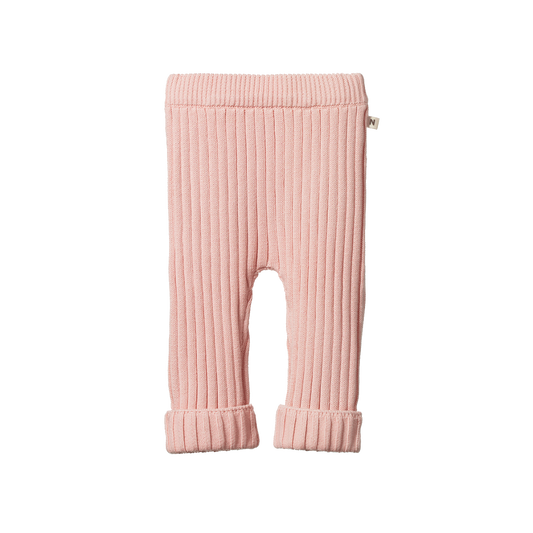 Nature Baby Lou Pants Cotton Knit - Rose Bud