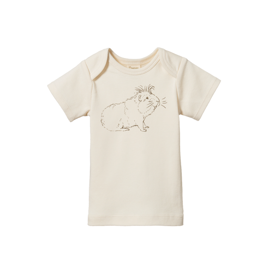 Nature Baby Short Sleeve Simple Tee - Guinea Pig Gala Natural Print