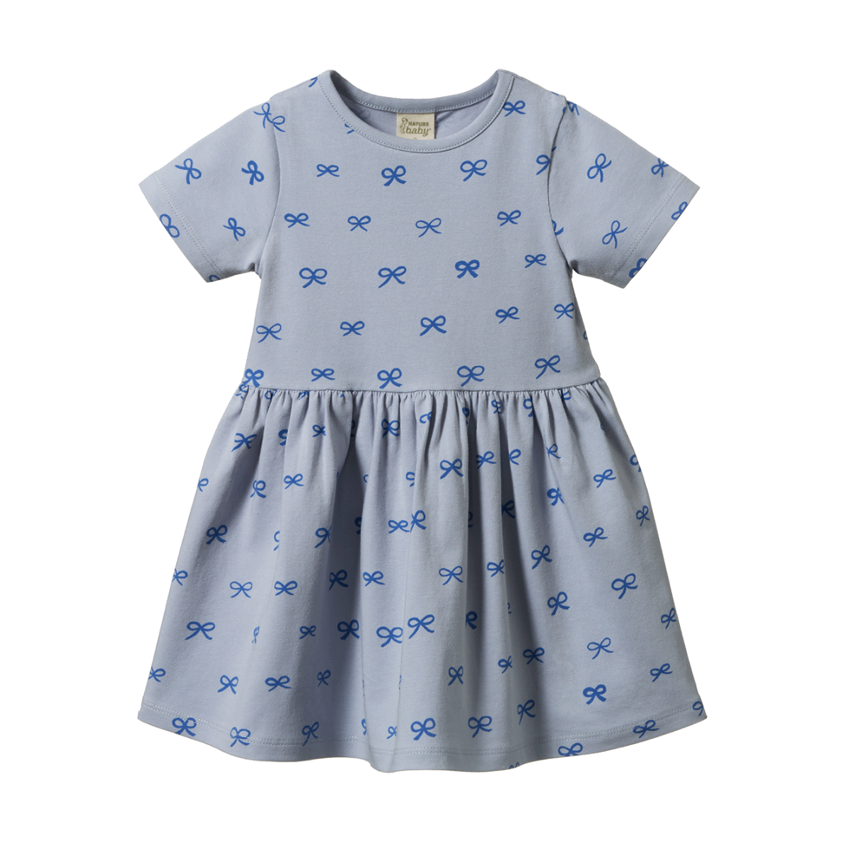Nature Baby Saturday Dress - Ribbons Zen Blue Print