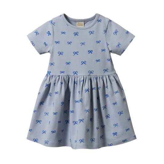 Nature Baby Saturday Dress - Ribbons Zen Blue Print