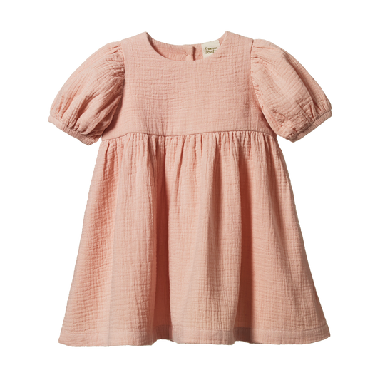 Nature Baby Albertine Dress Muslin - Rose Dust