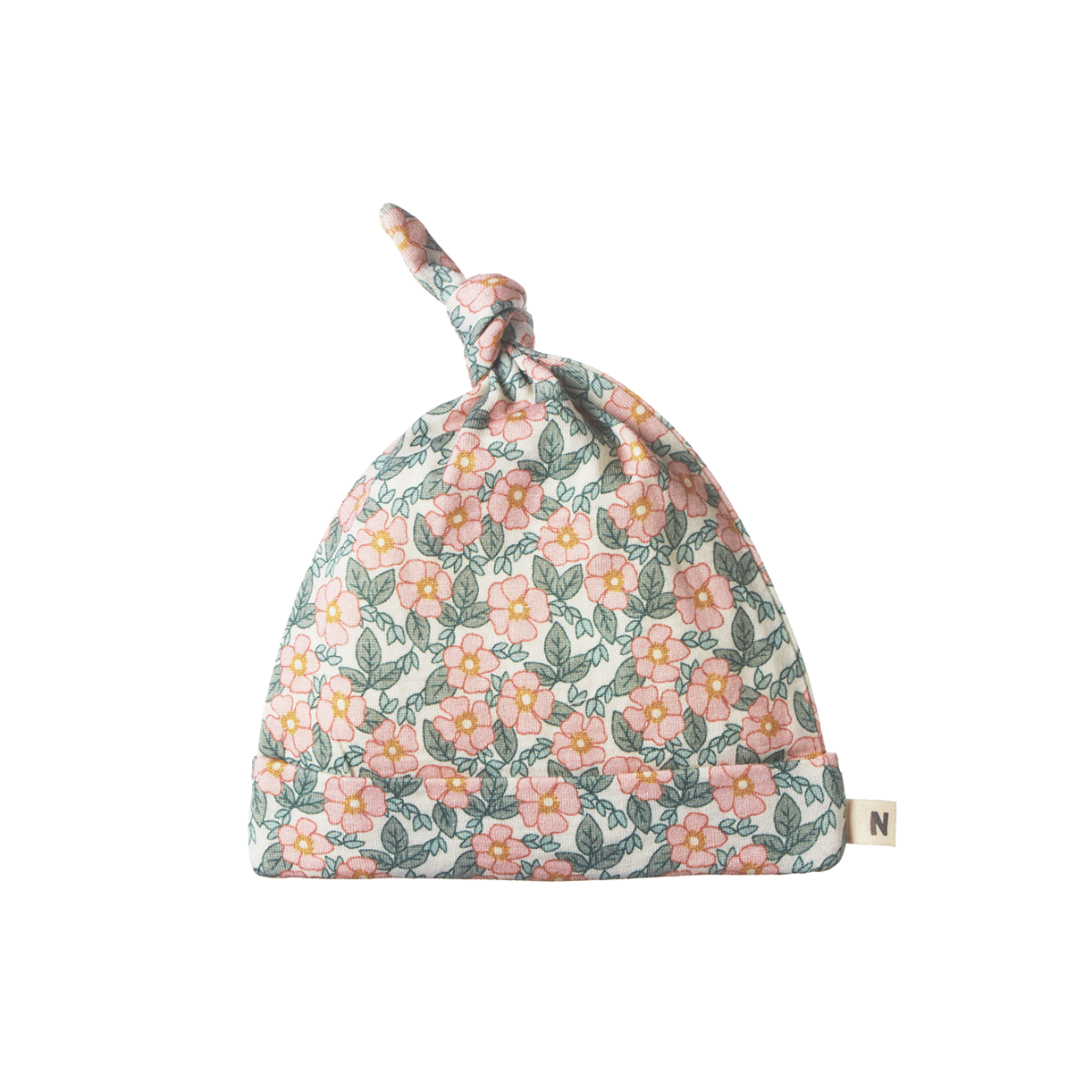 Nature Baby Merino Knotted Beanie - Garland Print