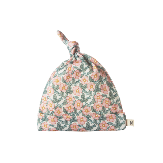 Nature Baby Merino Knotted Beanie - Garland Print