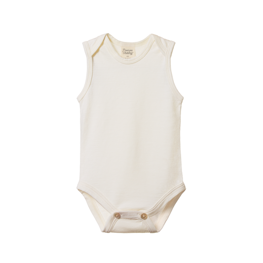 Nature Baby Merino Singlet Bodysuit - Natural