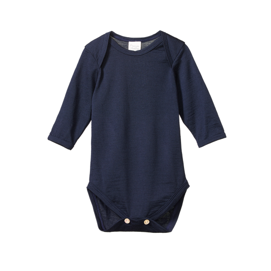 Nature Baby Merino Long Sleeve Bodysuit - Navy
