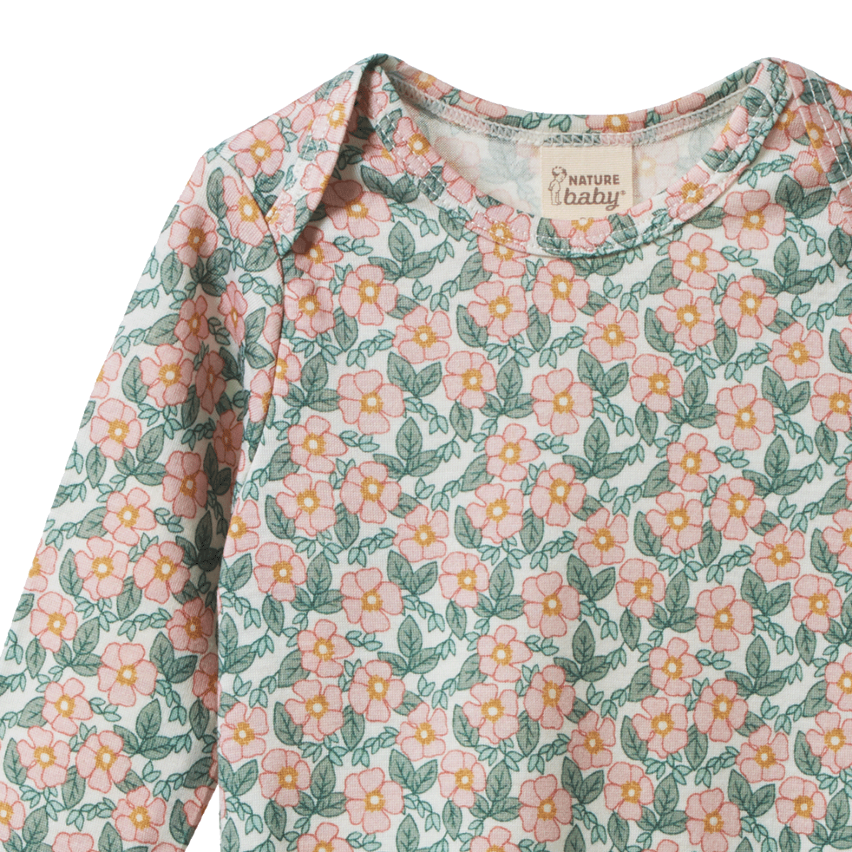 Nature Baby Merino Long Sleeve Bodysuit - Garland Print