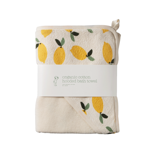 Nature Baby Organic Cotton Hooded Towel - Lemon Print*