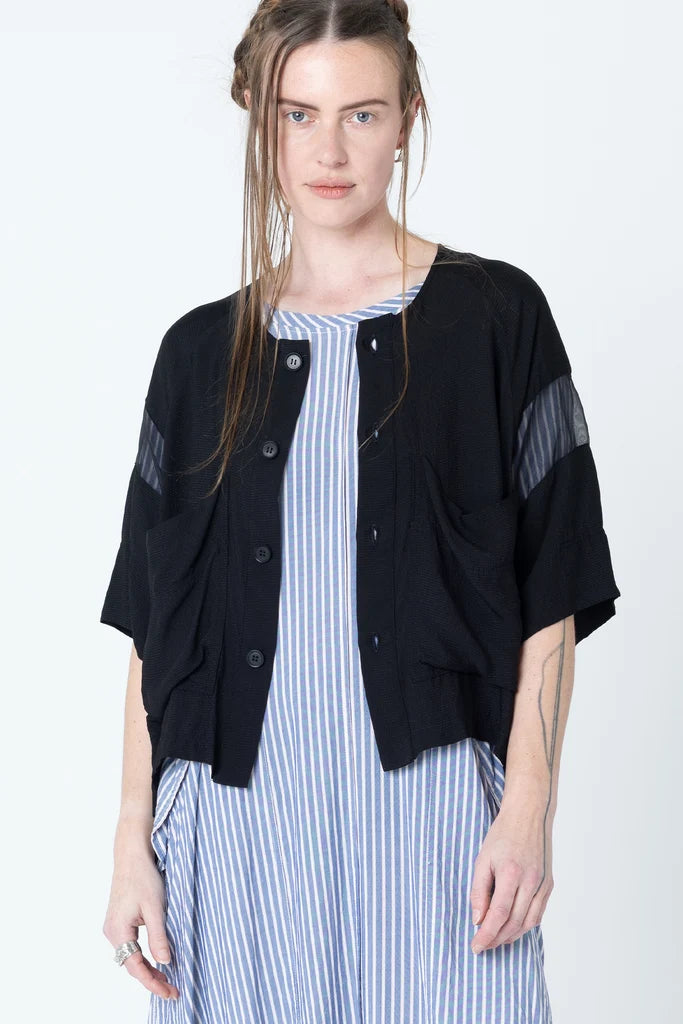 Company Of Strangers Pose Jacket - Black Seersucker