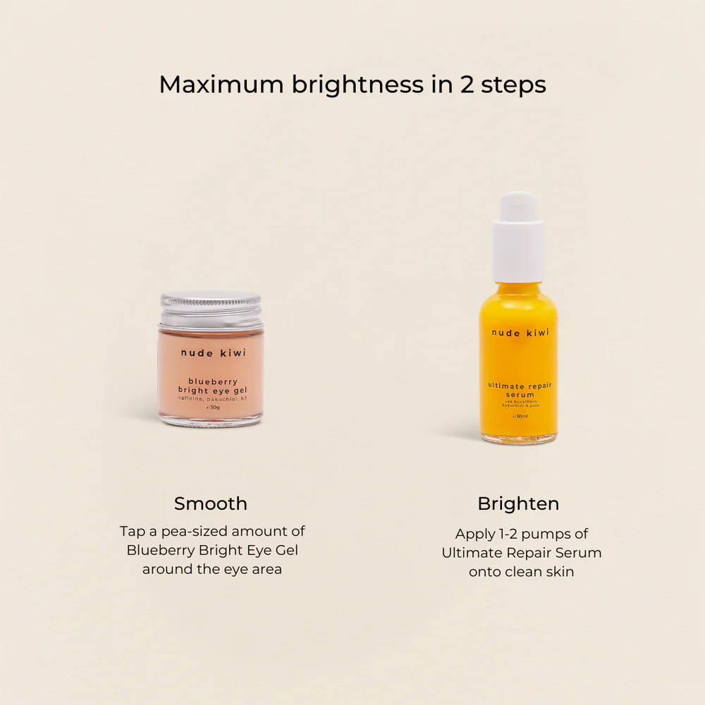 Nude Kiwi Blueberry Bright Eye Gel with Caffeine, Bakuchiol, & B3 - 30g